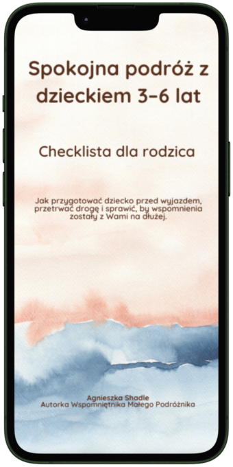 Podgląd checklisty "Spokojna podróż z dzieckiem 3-6 lat" wyświetlonej na ekranie telefonu